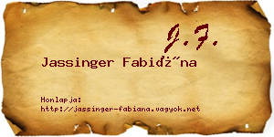 Jassinger Fabiána névjegykártya